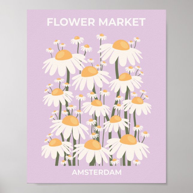 Blume Markt Amsterdam Abstrakt Retro Daisies Poster (Vorne)