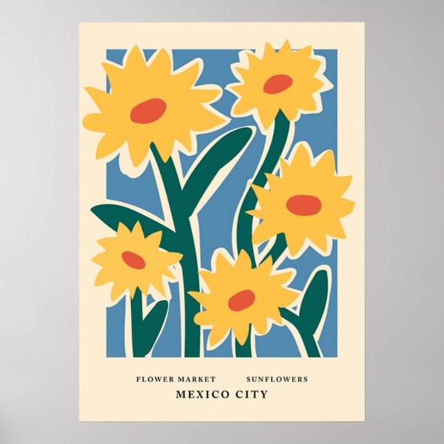 Blume Markt Druck Mexiko Stadt Sunflowers Ästhetik Poster (Vorne)