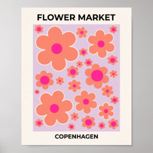 Blume Markt Kopenhagen Retro farbenfrohe Blumen Poster