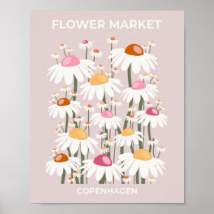 Blume Markt Kopenhagen Rosa Blumenmuster Poster
