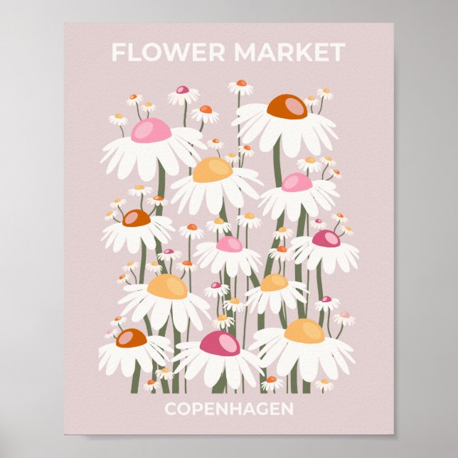 Blume Markt Kopenhagen Rosa Blumenmuster Poster (Vorne)