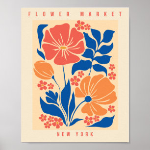 Blume Markt New York Retro Blumendruck Poster