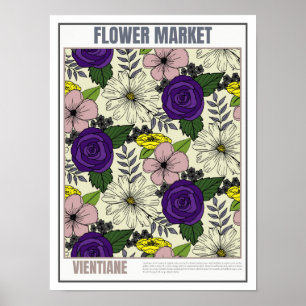 Blume Markt Südostasien Vientiane Poster