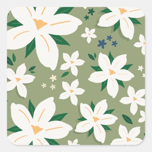 Blume Markt Tokio Modernes Design Quadratischer Aufkleber (Vorderseite)
