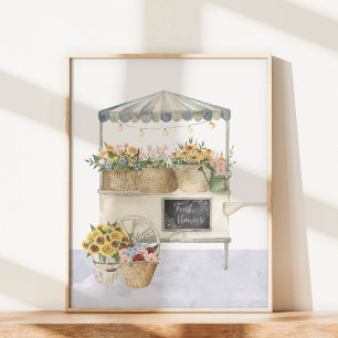 Blume Marktdiagramm Watercolor Kernstück Kunst Poster