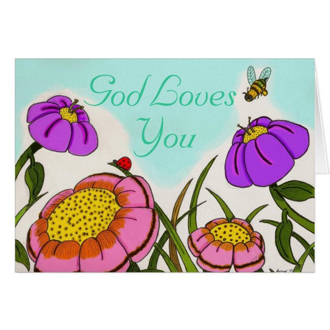 Blume Meadow "God Lieben You"-Karte (Vorderseite (Horizontal))