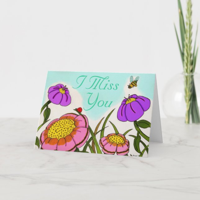 Blume Meadow "I Miss You"-Karte Karte (Vorderseite)