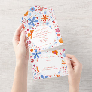 Blume Meadow Wasserfarbe All In One Einladung