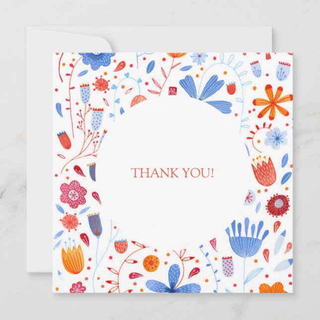 Blume Meadow Watercolor Hochzeit Dankeskarte (Vorderseite)