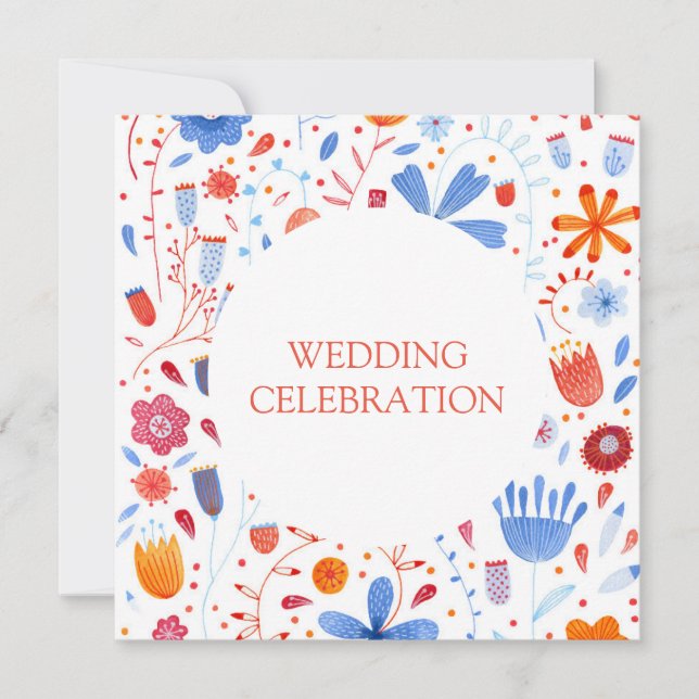 Blume Meadow Watercolor Hochzeit Einladung (Vorderseite)