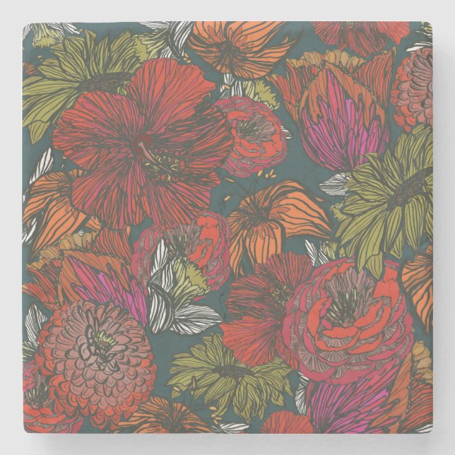 Blume Medley Steinuntersetzer (Vorderseite)