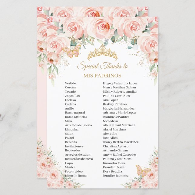 Blume Mis Padrinos Quinceñera (Vorne/Hinten)