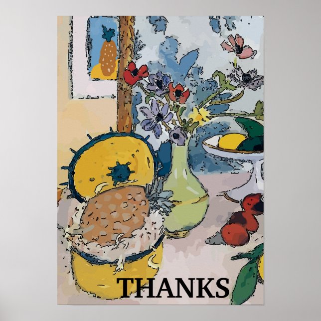 Blume mit Ananas, nach Matisse Poster (Vorne)