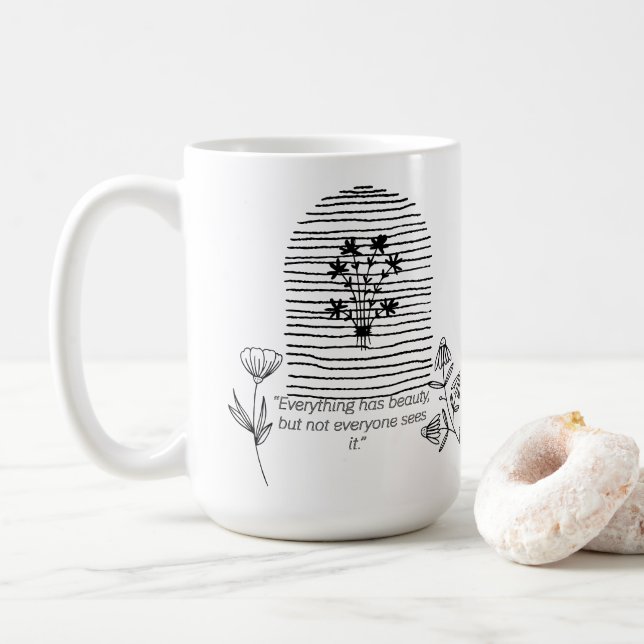 Blume mit Anführungszeilentext Kaffeetasse (Mit Donut)