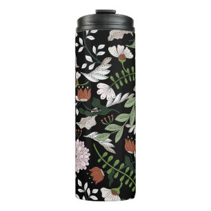 Blume mit antiken Gravierungen handbemalt Thermosbecher