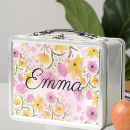 Blume mit Aquarellfarbe Personalisiert Metall Brotdose