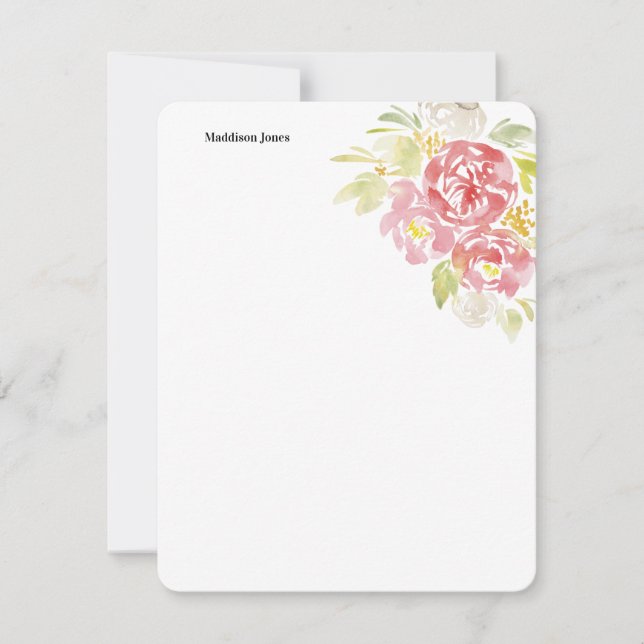 Blume mit Aquarellfarben personalisiert Mitteilungskarte (Vorderseite)