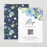 Blume mit blauem Hydrangea, die QR-Code einhalten