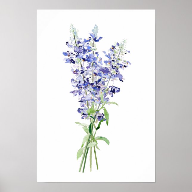 Blume mit blauem Metaluhr Poster (Vorne)