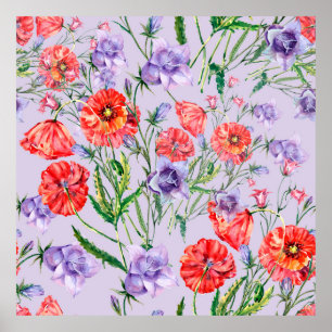 Blume mit blauen Bouquets, Blume mit rosa Glocken  Poster