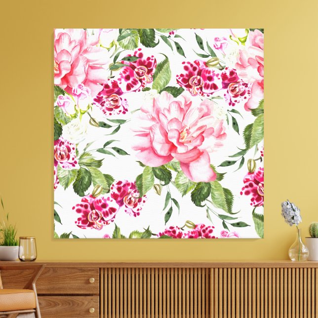 Blume mit Blumenbeeren Rose Leinwanddruck (Insitu (Wohnzimmer))
