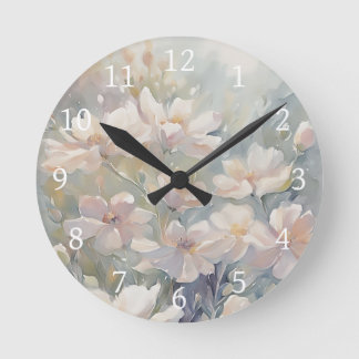 Blume mit Blumengeflecht Pastel Design 359 Runde Wanduhr