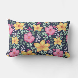Blume mit Blumenmuster Foliage Blau Pink Lendenkissen