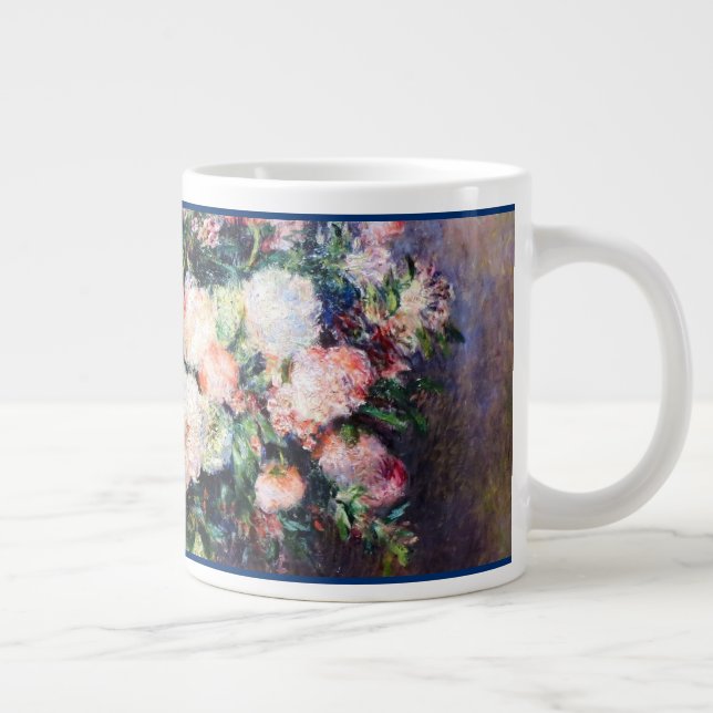 Blume mit Blumenmuster Rosa Blattfarbe Jumbo-Tasse (Rechts)