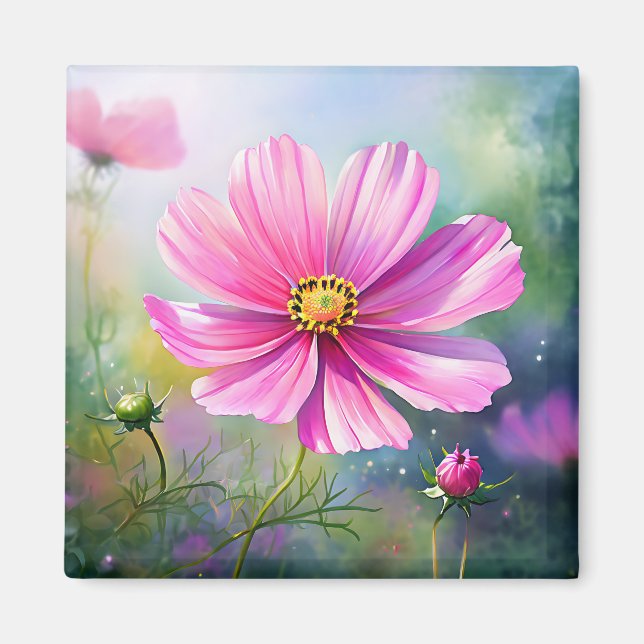 Blume mit detaillierten Petalen Magnet (Vorne)