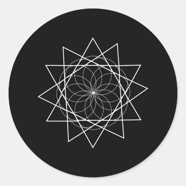 Blume mit dreieckiger Sakralgeometrie Runder Aufkleber (Vorderseite)