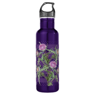Blume mit dünner violetter Oberfläche und lila Str Edelstahlflasche