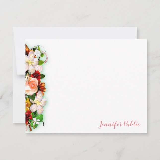 Blume mit Farbdruck für Handschrift Mitteilungskarte (Vorderseite)