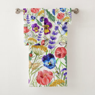 Blume mit farbenfrohen Aquarellfarben - Handtücher