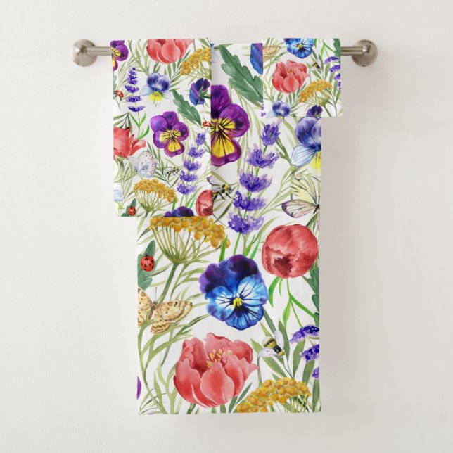 Blume mit farbenfrohen Aquarellfarben - Handtücher (Insitu)