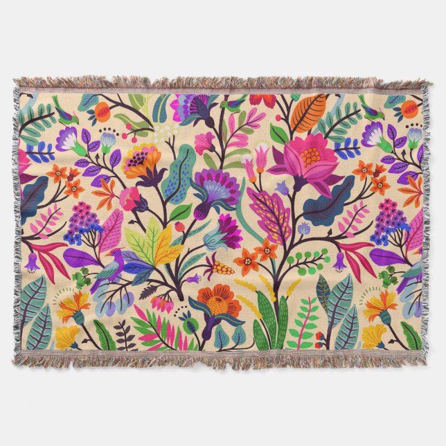 Blume mit farbigen Blumenbildern Druckmuster Decke (Vorderseite)