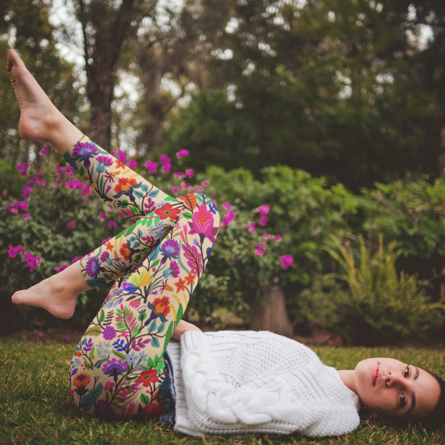 Blume mit farbigen Blumenbildern Druckmuster Leggings (Von Creator hochgeladen)