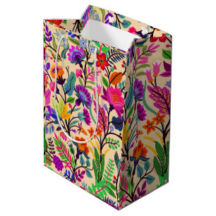 Blume mit farbigen Blumenbildern Druckmuster Mittlere Geschenktüte