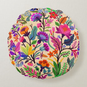 Blume mit farbigen Blumenbildern Druckmuster Rundes Kissen