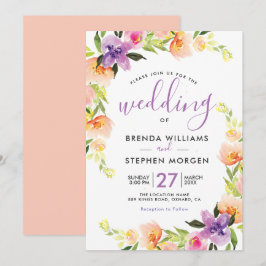 Blume mit farbigen Wasserfarben Einladung