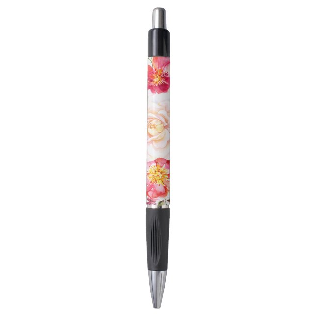 Blume mit farbigen Wasserfarben entwerfen Kugelschreiber (Vorderseite Vertikal)