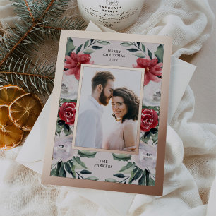 Blume mit Foto und Gold Folien Feiertagskarte