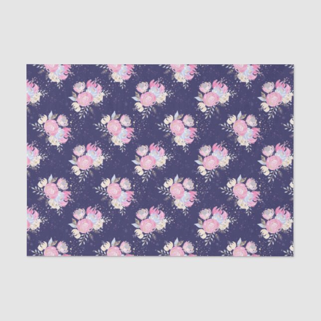 Blume mit Glitzer-Akzenten in Aquarellfarben Seidenpapier (Vorderseite)