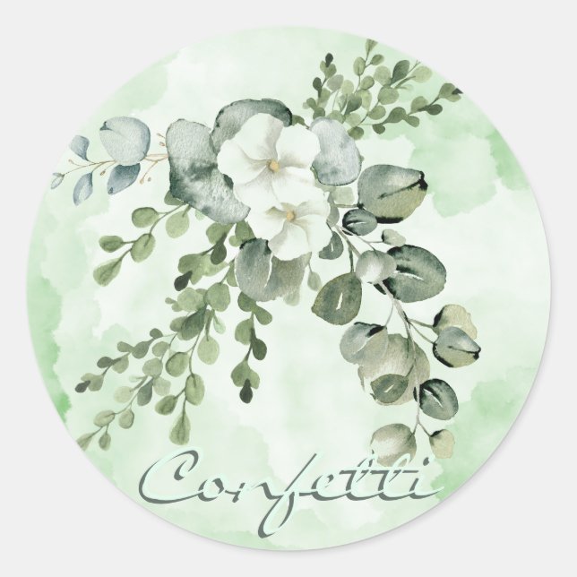 Blume mit Greenery Confetti Sticker (Vorderseite)