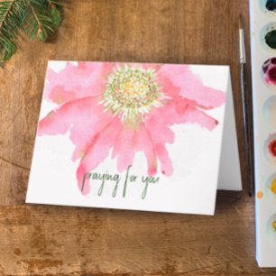 Blume mit handgemalten Wasserfarben   Gebet für Si Karte