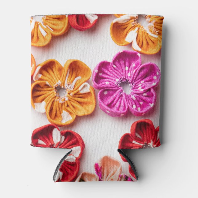 Blume mit Handnähte, Multicolor Dosenkühler (Vorderseite)