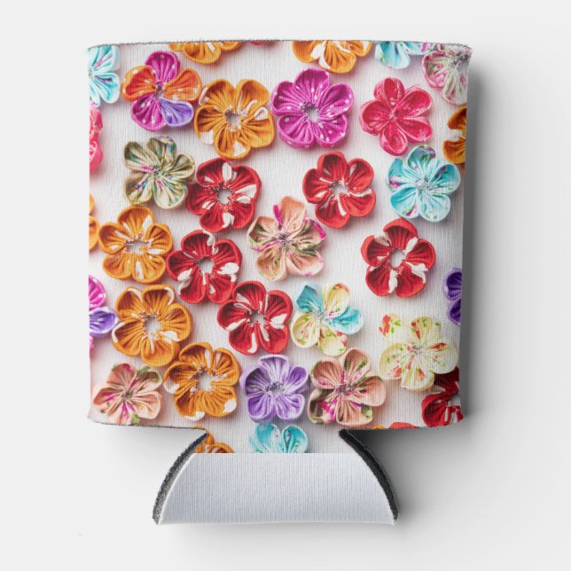 Blume mit Handnähte, Multicolor Dosenkühler (Vorderseite)