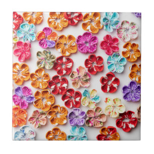 Blume mit Handnähte, Multicolor Fliese