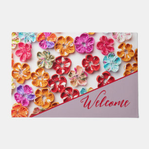 Blume mit Handnähte, Multicolor Fußmatte