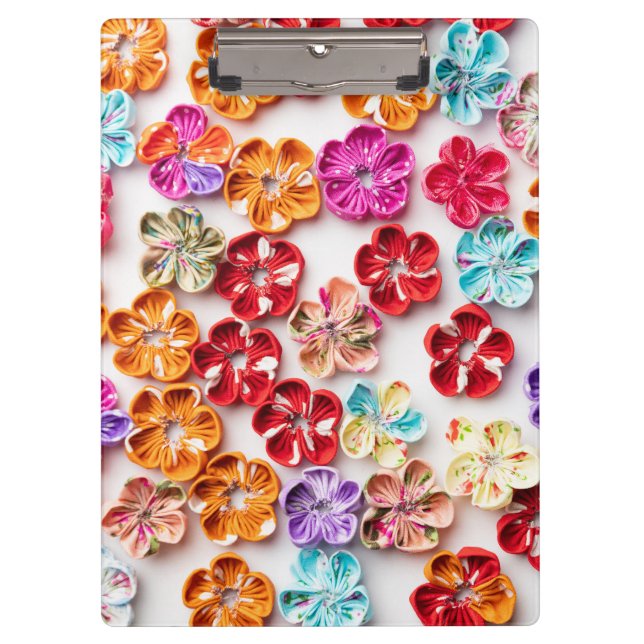 Blume mit Handnähte, Multicolor Klemmbrett (Vorderseite)