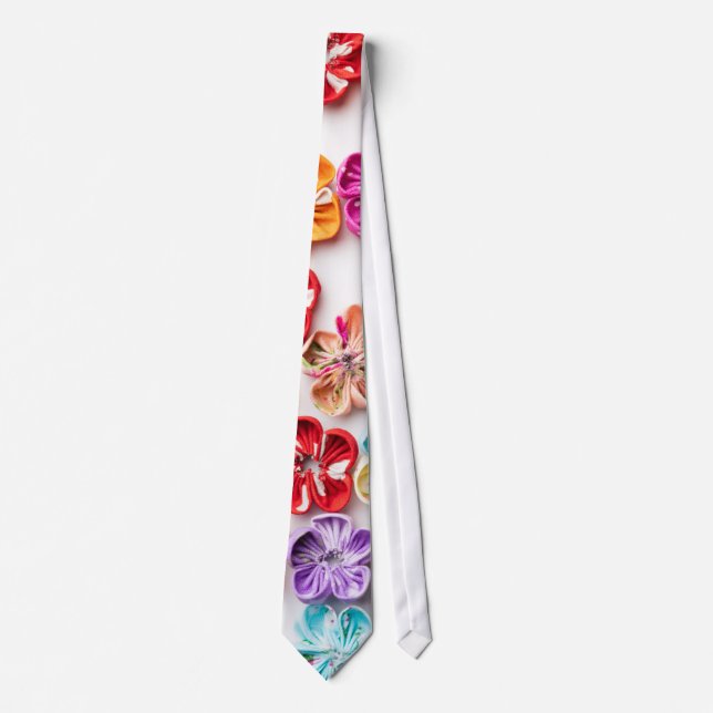 Blume mit Handnähte, Multicolor Krawatte (Vorderseite)